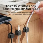 SEAMETAL 10Pcs Magnetic Cable Holder Self Adhesive Cord Clip Smooth Pulling Charging Cable Keeper Wire Clip for Car/Home/Office 4