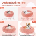 Soft Pet Cat Bed Pad Plush Warm Faux Fur dog Calm Bed Donut Round Bed Comfortable Sleeping Washable for Small Medium Dog and Cat 6