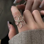 925 Sterling Silver Rings for Women Couple Minimalist Handmade Simple Big Flower Ring Party Jewelry Gift Prevent Allergy 6