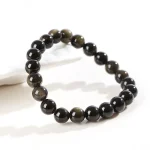 Natural Golden Obsidian Stone Beads Bracelet Men Women Golden Light Rainbow Obsidian Raw Stone Round Bead Natural Energy Jewelry 5