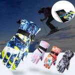 Winter Snowboard Ski Gloves PU Leather Non-slip Touch Screen Waterproof Motorcycle Cycling Fleece Warm Snow Gloves Unisex 2