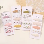 5Pcs/Set Mini Baby Girl Hair Clip Cute Floral Bow Bunny Princess Hairpin for Toddler Girl Lovely Bang Side Clip Hair Accessories 4