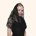 Embroider Lace Scarf Church Shawl Women Solid Color Wedding Temperament Veil Scarf 53*55cm 2
