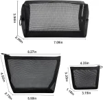 Aosbos 3-Pack Mesh Cosmetic Bag Set - Travel/On-The-Go Makeup Storage, Zipper Closure Small Pouch 2