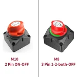 DaierTek Car Battery Disconnect Switch 48V 24V 12V Cut Off 2 Position 2 Pin M10 275A Battery Connection Switch For Marine Boat 2