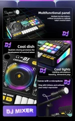 Kid DJ Mixer with Microphone Electronic Piano Keyboard Bluetooth DJ Turntable Controller Musical Instrument Kid Birthday Gifts 5