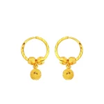 Pure 18 K Gold Color Shiny Simple Transport Beads Earring Jewelry for Women Bride Never Fade Jewelry Birthday Wedding Gifts 5