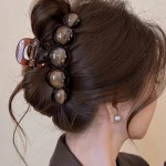 1pc Fashion Pearl Large Simple Elegant Acrylic Hair Claw Hairpin, Suitable For Party, Commute, Outfit Matching, Hair Accessories 4