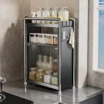 Narrow Pullout Multi Tier Spice Rack Drawer Organizer Kitchen Island Cart Space Saving Salt Pepper Jar Storage Tea Trolley 3