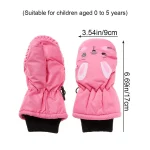 Kids Winter Ski Gloves Cartoon Rabbit Warm Mittens Non-slip Waterproof Windproof Outdoor Sports Cycling Gloves For Boys Girls 6