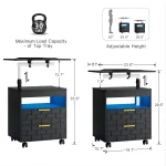 Height Adjustable Nightstand with Charging Station, LED Bedside Table 2 Drawers, Smart Wooden End Table Dorm, Customized 2