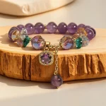 Natural Purple Crystal Bead Bracelet Niche Design Natural Stone Healing Bracelet as a Beautiful Symbolic Gift for Family Friends 3