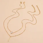 Multi-layer Five-pointed Star Heart Shape Water Drop Pendant Chain Necklace Alloy Material Glass Collarbone Chain Sexy Women New 4