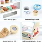 Ice Cream Counter Playset For Kids Montessori Pretend Play Food Toys Kitchen Accessories With Coin Role Play For Kids Girls Boys 5