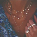 New Vintage Crystal Geometry Star Moon Lock Necklace For Women 2020 Boho Multi-level Pendants Necklaces Chokers Jewelry Gift 4