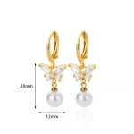 Butterfly Zircon Stainless Steel Pearl Earrings For Women Gold Plated Piercing Earring Aesthetic Luxury Jewelry Gift 2023 New 6