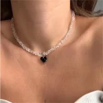 Fashion Vintage Tassels Zircon Heart Pendant Necklace For Women Female Boho Geometric Baroque Transparent Crystal  Chain Jewelry 3