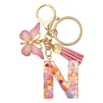Fashion DIY A-Z Letters keychain Metal Holder Pendent Key Chain Women Car Key Ring Simple Letter Name Key Party Gift Jewelry 5