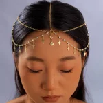 Bohemia Headband Shell Crystal Hair Accessory Chain Jewelry Women Metal Head Chain Headpiece For Party 5
