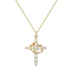 Light Luxury Pave Zircon Cross Necklace | Gold/Silver Dual-Tone | Unique Versatile Daily Jewelry