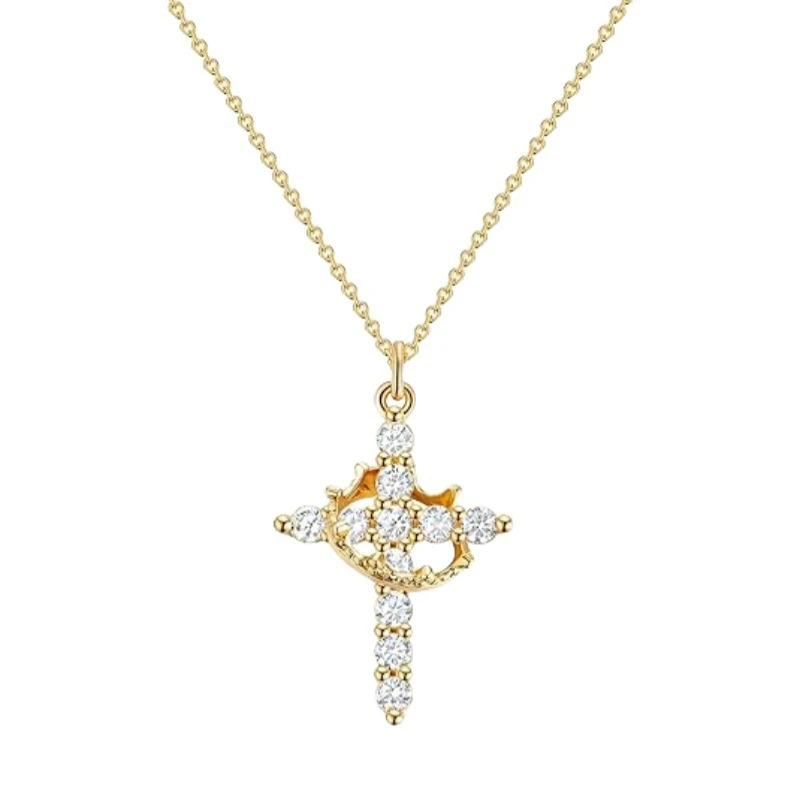 Light Luxury Pave Zircon Cross Necklace | Gold/Silver Dual-Tone | Unique Versatile Daily Jewelry Light Luxury Pave Zircon Cross Necklace | Gold/Silver Dual-Tone | Unique Versatile Daily Jewelry