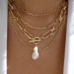 Vintage New Gold Color Multiple Styles Necklace For Women Boho Trendy Multi-Layer Crystal Pendant Necklaces Set Jewelry Gifts 5