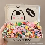 50pcs Cartoon Animal & Fruit Hair Ties - Colorful Woven Headbands for Girls  Polyester Material, All-Season Use Festive Gift 2