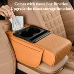 Newest Car Armrest Heightening Cushion With 2 Cup Holder Side Storage Pockets Center Console Armrest Cushion Car Armrest Cover 4