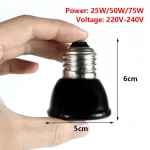 1PC Ceramic Emitter Heat Light Mini Black Pet Heating Lamp Bulb 25/50/ 75W brooder Chickens Reptile lamp 5