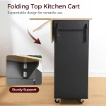 Portable Rolling Kitchen Island with Drop Leaf, Storage, Spice Rack, and Towel Holder - 52.8 Black & Natural KINB12801 6
