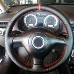 Non-Slip Black Leather Car Steering Wheel Cover Braid For Volkswagen VW Golf 4 Passat B5 1996-2003 Seat Leon 1999-2004 Polo
