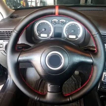 Non-Slip Black Leather Car Steering Wheel Cover Braid For Volkswagen VW Golf 4 Passat B5 1996-2003 Seat Leon 1999-2004 Polo