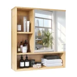 Bathroom Cabinet with Mirror Wall Bamboo Medicine Storage Shelves