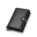 Carbon Fiber Credit Card Holder Wallet Men Rfid Smart Metal Thin Slim Pop Up Minimalist Wallet Small Black Purse Metal Vallet 5