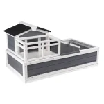SucceBuy Tortoise Habitat Wooden Tortoise House with Adjustable Lamp Holder Reptile Enclosure Small Animal Cage for Gecko Lizard