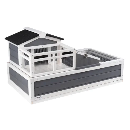 SucceBuy Tortoise Habitat Wooden Tortoise House with Adjustable Lamp Holder Reptile Enclosure Small Animal Cage for Gecko Lizard