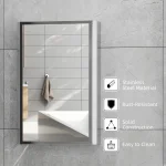 24"X16" Bathroom Mirrored Medicine Cabinet Storage 3 Shelves Stainless Steel 5
