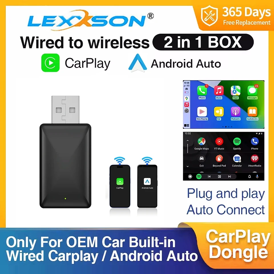 2in1 Wireless CarPlay Dongle Wireless Android Auto Adapter AI Smart Box Car Intelligent Systems For Car With Wired CarPlay 2in1 Wireless CarPlay Dongle Wireless Android Auto Adapter AI Smart Box Car Intelligent Systems For Car With Wired CarPlay