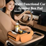 Newest Car Armrest Heightening Cushion With 2 Cup Holder Side Storage Pockets Center Console Armrest Cushion Car Armrest Cover 2