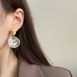 Simple and sweet designed earrings, layered woven flower cluster dangles, light luxury handmade art jewelry. 6