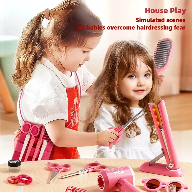 Girls Beauty Salon Set pretend play Hairdresser Toy Hair Cutting Kit With Hair Dryer Scissor Apron And Stylin Accessories Girls Beauty Salon Set pretend play Hairdresser Toy Hair Cutting Kit With Hair Dryer Scissor Apron And Stylin Accessories