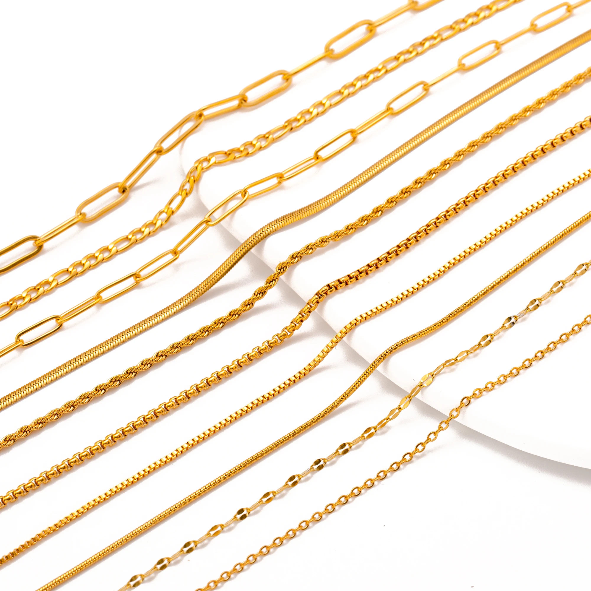 5pc 18K Gold Color PVD Plated Stainless Steel Cuba Cross O Ripple Twisted Chain Necklace Adjustable Chain DIY Necklace Wholesale 5pc 18K Gold Color PVD Plated Stainless Steel Cuba Cross O Ripple Twisted Chain Necklace Adjustable Chain DIY Necklace Wholesale
