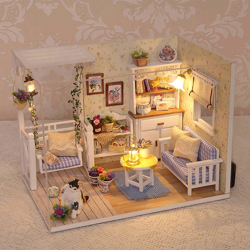 Kitten Mini Doll House 3D Puzzle Assembly Model Building Kit Creative Room Bedroom Decoration With Furniture Wooden Crafts Gifts Kitten Mini Doll House 3D Puzzle Assembly Model Building Kit Creative Room Bedroom Decoration With Furniture Wooden Crafts Gifts