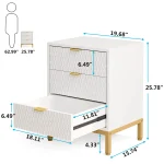 Tribesigns Modern Nightstand, 25.8" Tall Bedside Table with 3 Drawers, Contemporary End Side Table with Storage for Bedroom 3