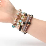 Bohemian Stackable Bead Bracelets for Women Multilayered Bracelet Pendant Charm Stretch Bangles 5