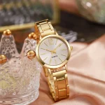 Fashion quartz watch for women's luxury watch, simple circular dial, stainless steel women's watch 3