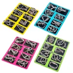 8Pcs/Set Metal Montessori Puzzle Wire Mind Brain Teaser Puzzles Children Adults Interactive Game Reliever Educational Toys 2