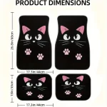 4 PCS Car Retro Cartoon Cat Black Nordic Windmill Carpet Four-piece Anti-fouling Floor Mat 6