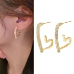 925 Silver Needle Korean Fashion Crystal Heart Earrings For Women Jewelry 2026 Trending New Luxury Women's Hoop Earrings Brincos 2