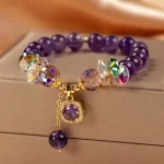 Natural Purple Crystal Bead Bracelet Niche Design Natural Stone Healing Bracelet as a Beautiful Symbolic Gift for Family Friends 5